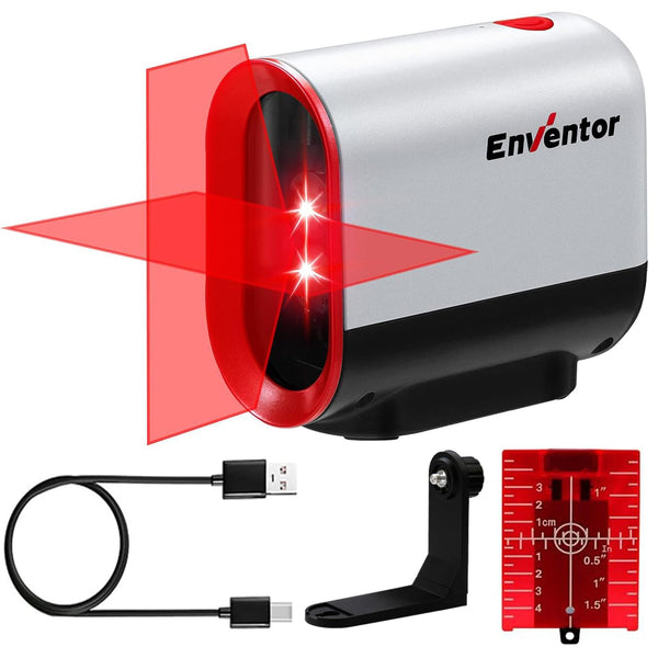 Enventor Rechargeable Laser Level, 25M 2200mAh Li-ion Battery Green Laser Level Self Leveling with Pulse Mode, 7 Hours Working Time, 360° Magnetic Base, Switchable Horizontal/Vertical/Cross line