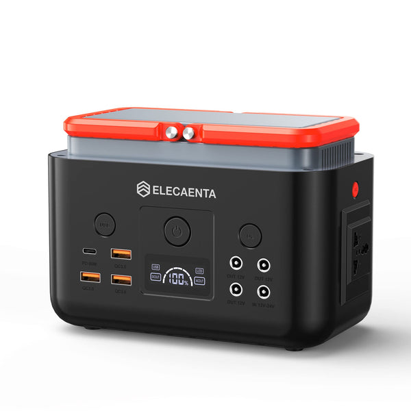 ELECAENTA Portable Power Station, 200Wh LiFePO4 Battery 6x Lifespan, AC200W (Peak 400W) Pure Sine Wave, Ultra-Light 2KG, Solar Generator for Outdoor Camping RVs Home Use