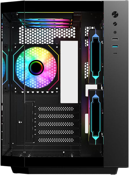IONZ APEX Vision - PC Gaming Case, M/ATX Mini Tower, Dual Chamber with 6 ARGB PWM Fans - LCD Screen | Supports 240 mm AIO, White