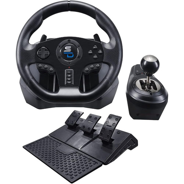 Subsonic Superdrive GS650X racing wheel with manual shifter, 3 pedals, and paddle shifters for Xbox Serie X/S, PS4, Xbox One (programmable)