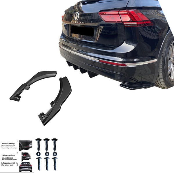 Oneway Rear Side Diffusors compatible with Volkswagen Tiguan II Standard/R-Line 2016-2020 - Gloss black