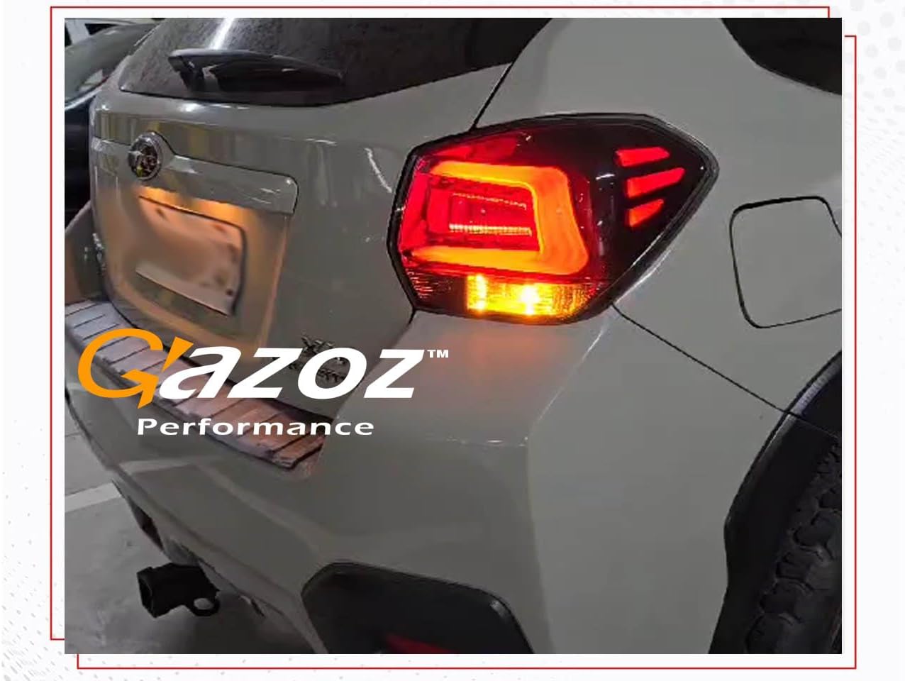 GAZOZ PERFORMANCE Exterior Accessories - LED Tail Lights C Shape Bar R+L Compatible With Subaru Crosstrek 2012-2017 XV & Imprera - Black Smoke Lens Black Base