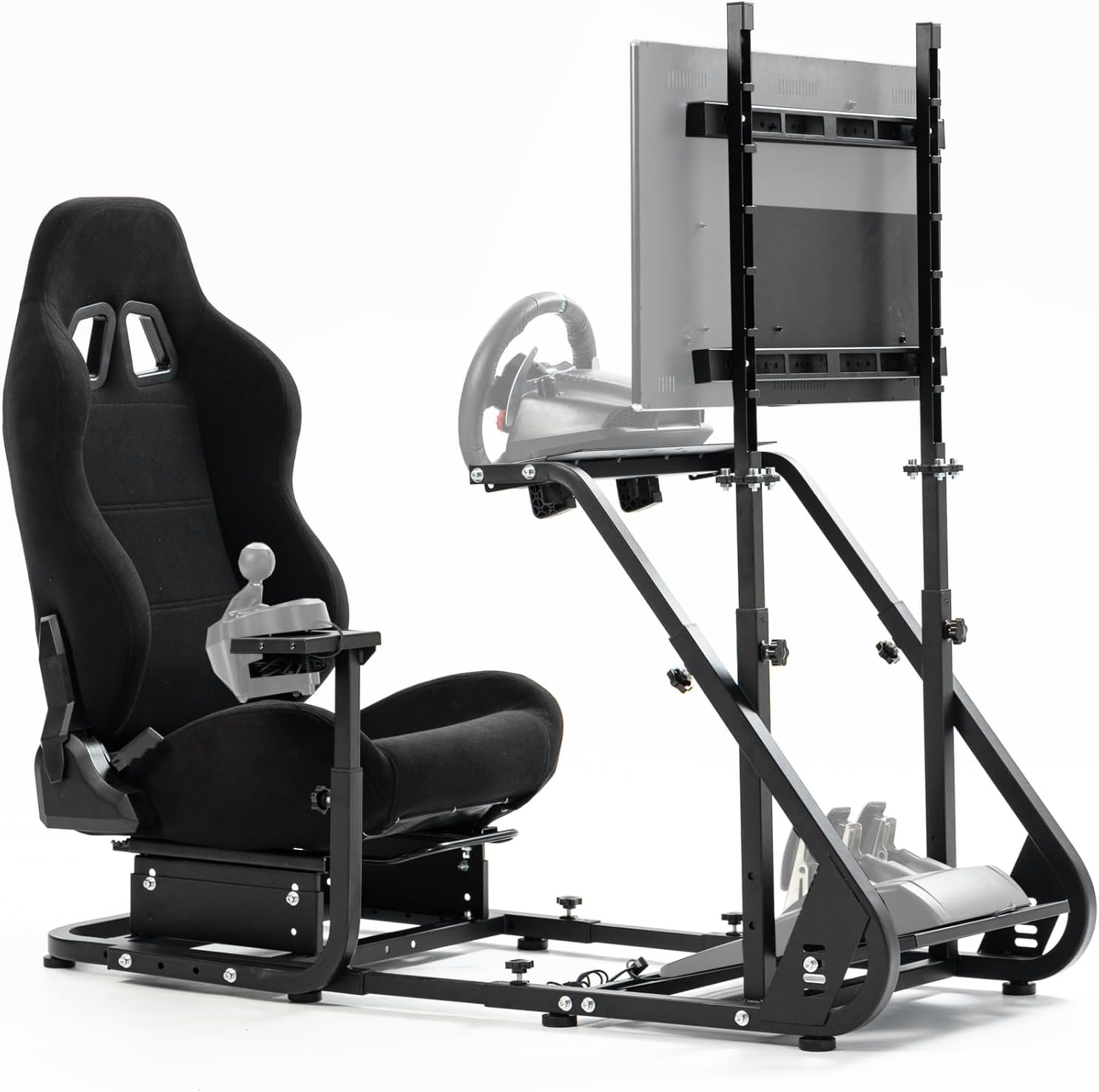 Dardoo Professional Sim Racing Cockpit - Adjustable, Compatible with Logitech/Thrustmaster - Includes Seat and Monitor Stand (Not including all electronic devices)