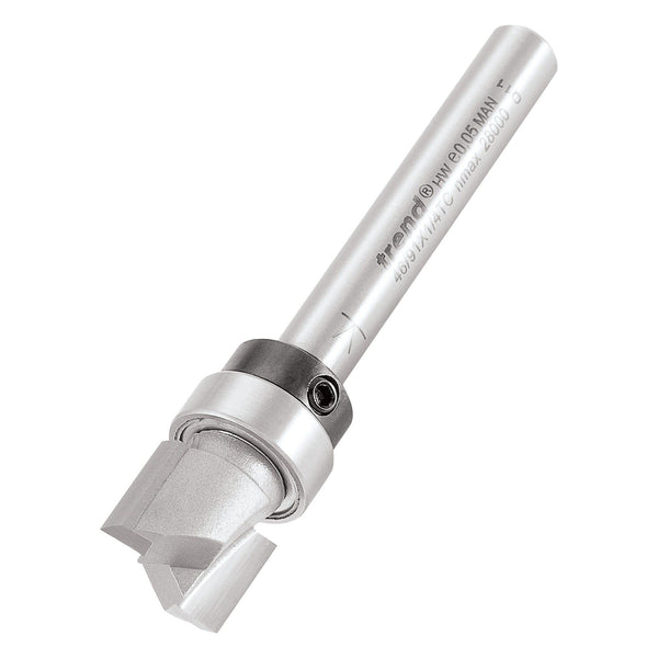 Trend Professional Guided Trimmer, 1/2 Inch Shank, 12.7mm Cut Diameter, 50mm Cut Length, Tungsten Carbide Tipped, 46/23X1/2TC