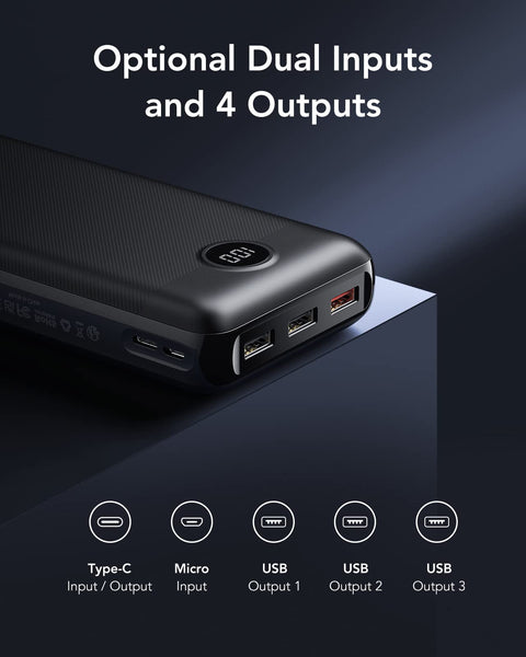 VEGER Power Bank Fast Charging,30000mAh Portable Charger PD 20W USB C Battery Pack with 4 Outputs & 2 Inputs Compatible with iPhone/iPad/Smartphones Tablet and More