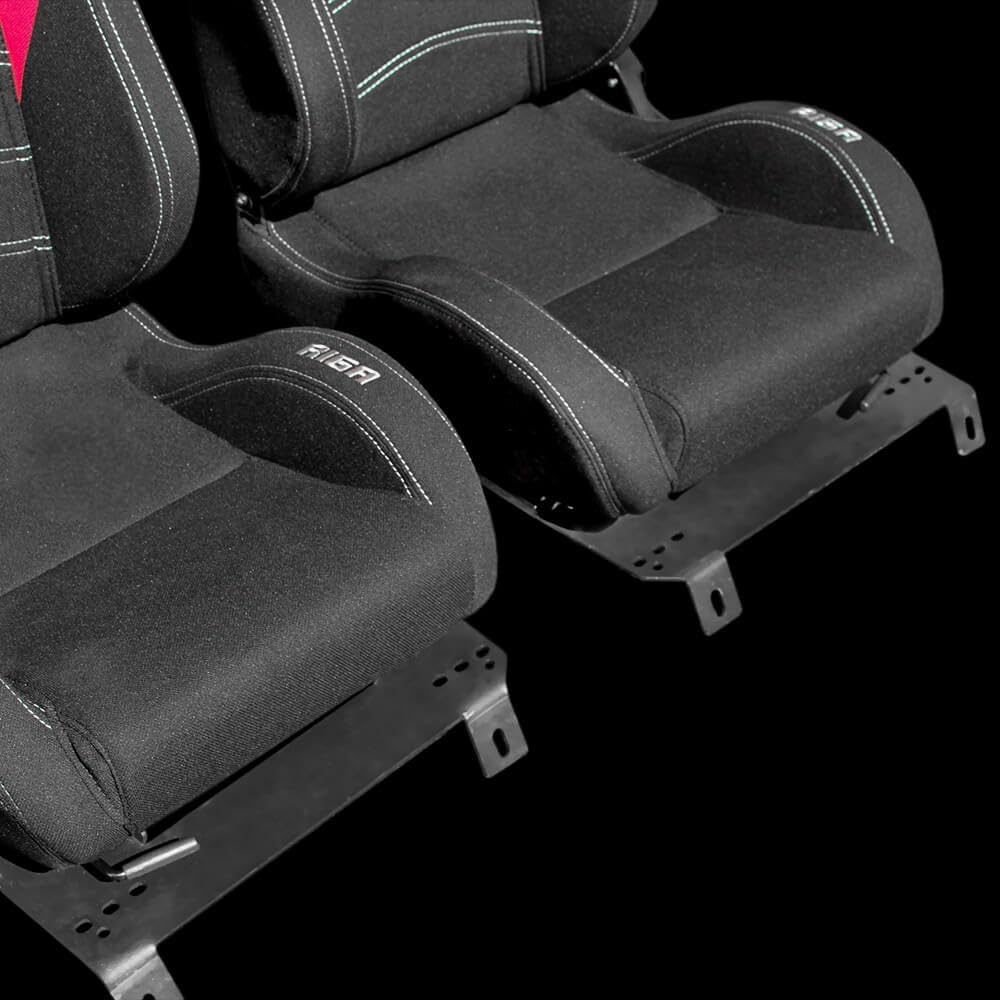 Set of Barbarian Reclining Bucket RIGA Racing Seats for MX5 Mk1 (NA Chassis) Mazda, Black Felt, Track, Race, Drift