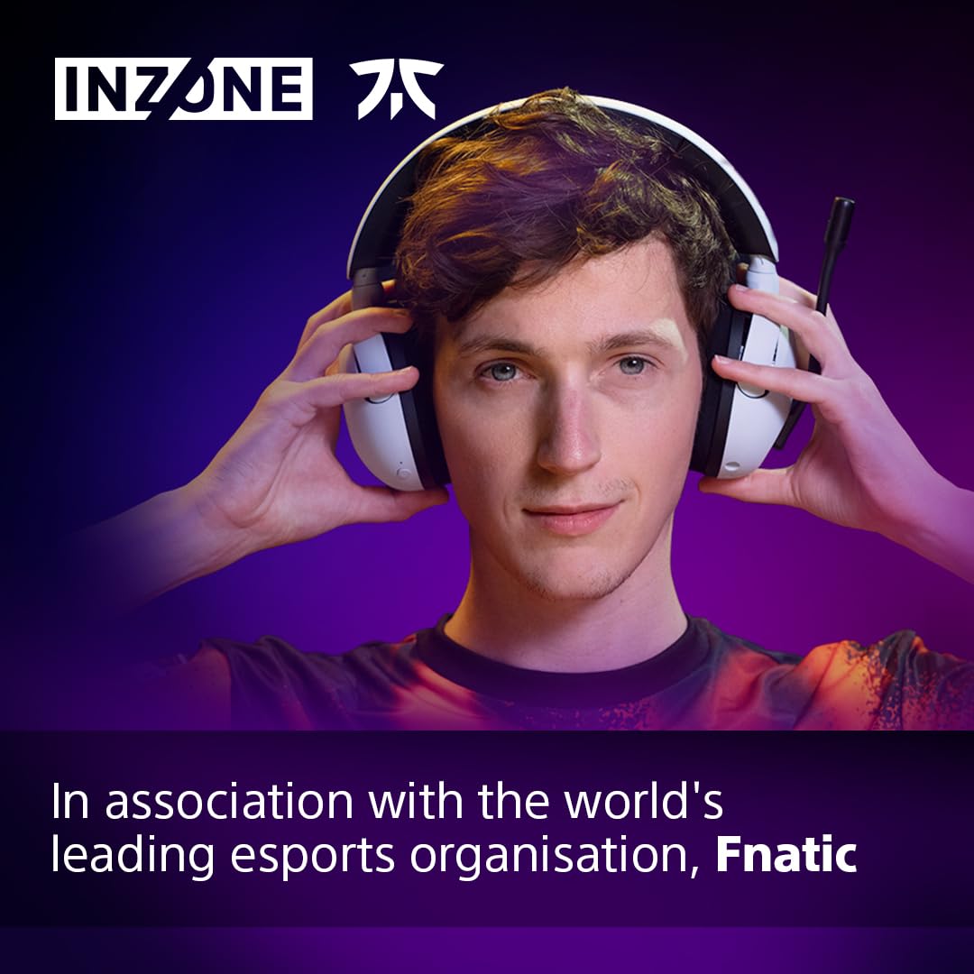 Sony INZONE H5 Wireless Gaming Headset - PC/PS5, 360 Spatial Sound for Gaming, 28H battery lifelow latency, comfortable design, microphone with AI - White