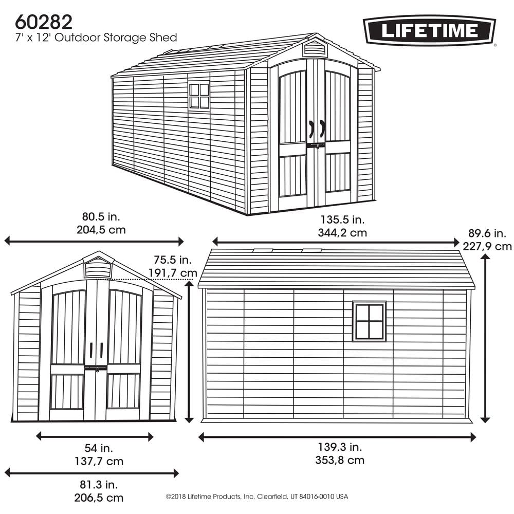 Lifetime 60282 Outdoor Storage Shed, 7 x 12 ft.