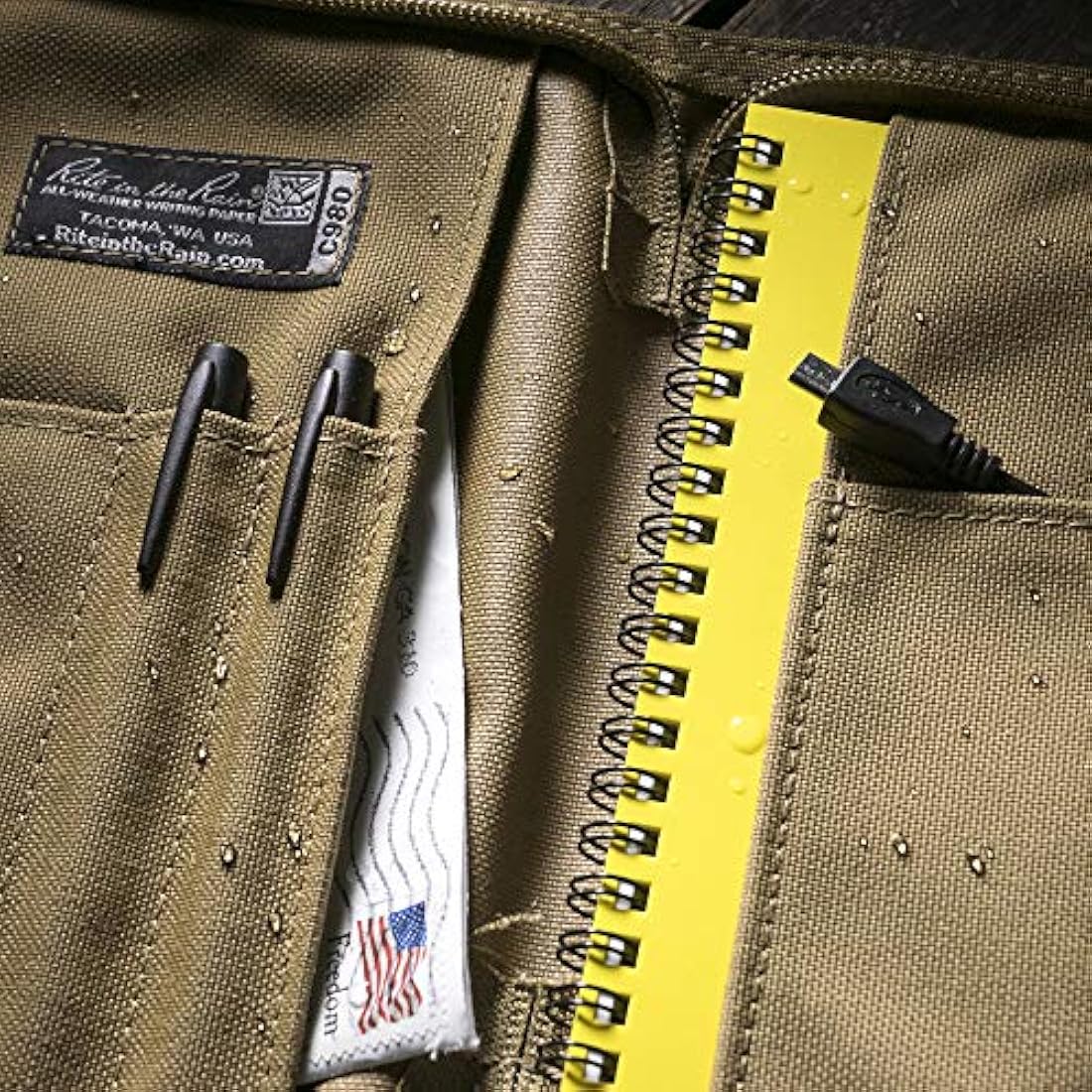 Rite in the Rain Weatherproof Cordura Fabric Notebook Cover, 5.5" x 8.5", Tan Cover