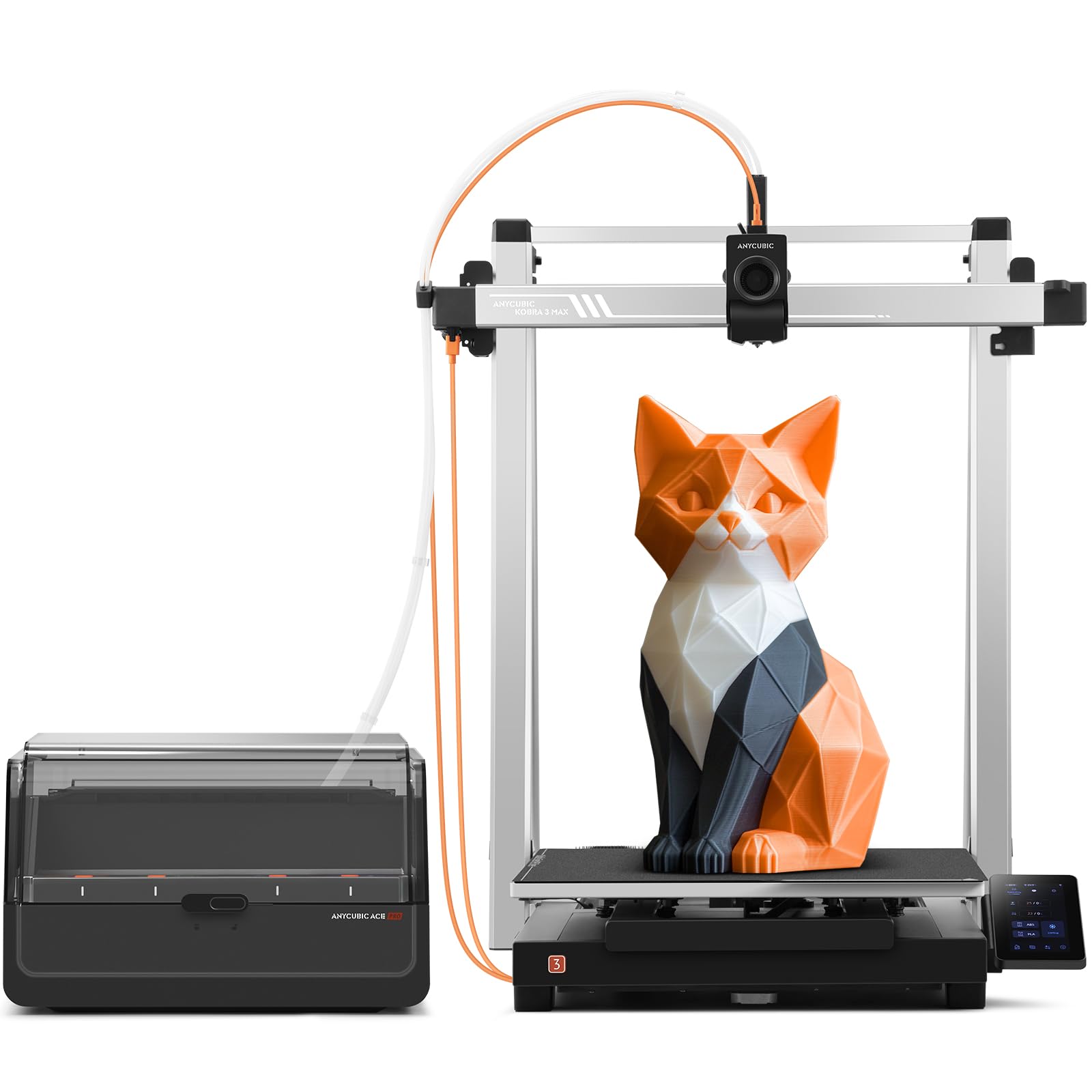 ANYCUBIC Kobra 3 V2 Combo 3D Printer, Multicolor Printing 4 Base Colors, Up to 8 Colors, 600 mm/s High Speed FDM 3D Printer, Upgraded Auto-leveling, 255 x 255 x 260mm Large Printing Size for Beginners