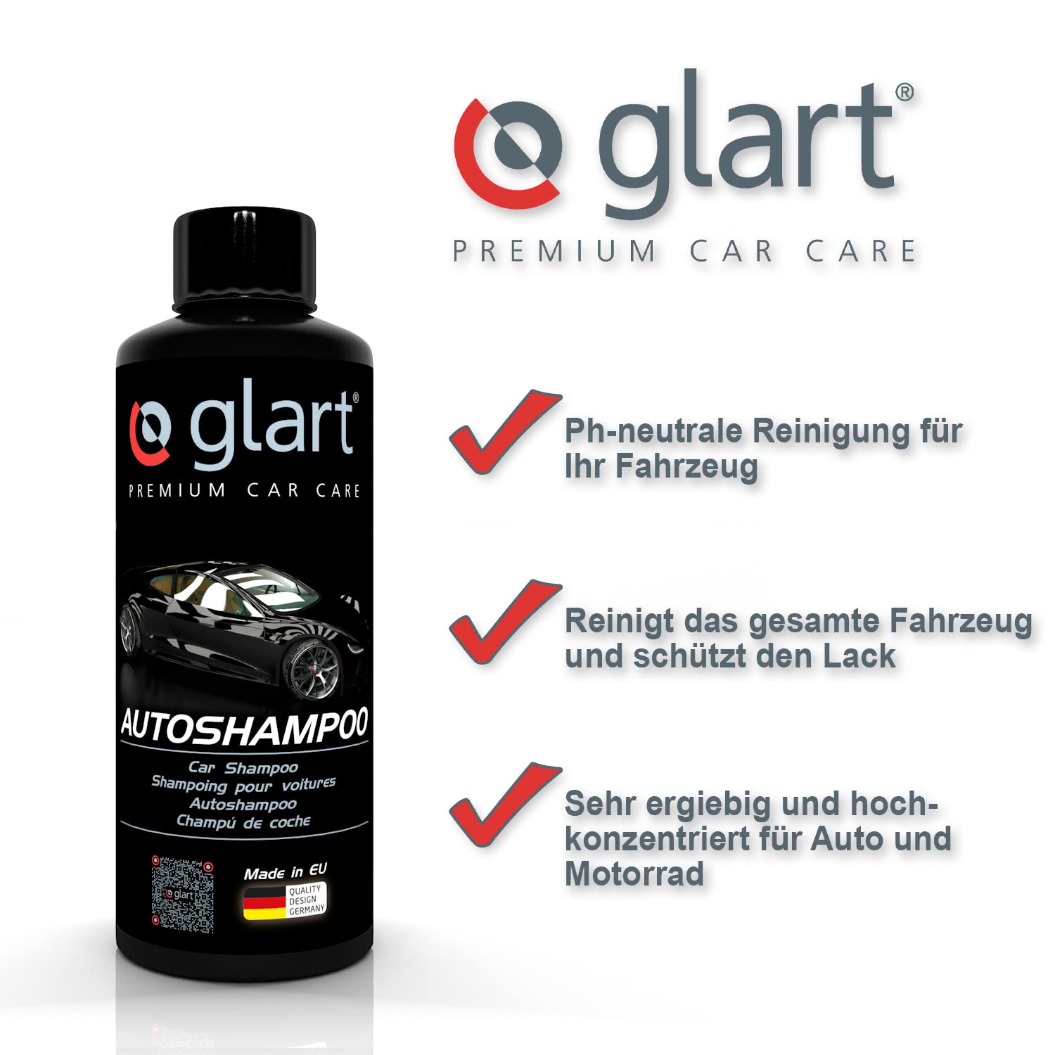 Glart Premium Invisible Car Glass Cleaner 500ml, for Windows, Rain, Glass Polish, Screen Wash