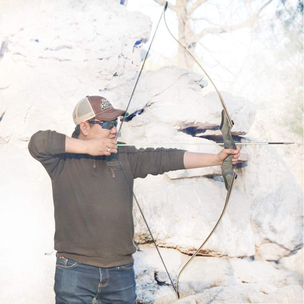 Huntingdoor 60 Inch Archery Takedown Recurve Bow RH Take down Traditional Longbow Handmade Wooden Hunting Bow for Right Hand Target Shooting Practice
