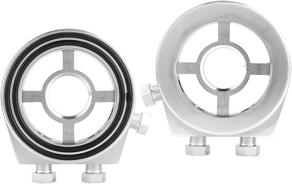 TKSE Oil Filter Sandwich Plate, Silver Aluminum Universal Oil Filter Temperature Cooler Gauge Sandwich Plate Adapter
