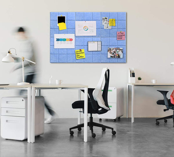 Uoisaiko Large 30x30cm Felt Board Tiles with 30 Pins, Pack of 6 Bulletin Board Notice Boards for Home Office Kitchen, Self Adhesive Pin Board Wall Tiles for Photos Memos