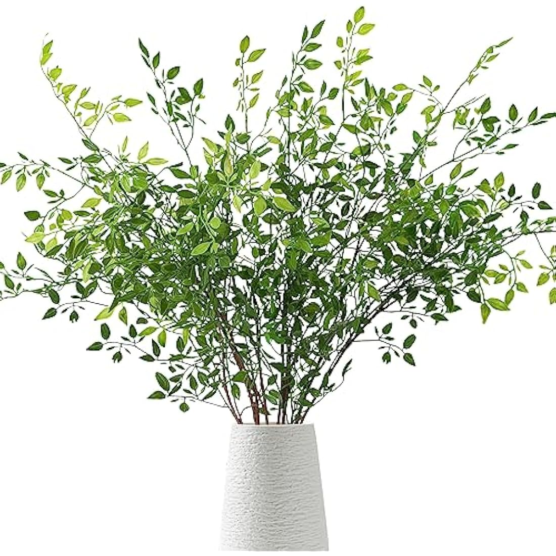 Dremisland 2PCS Artificial Plants 43.3in Artificial Greenery Stems Nandina Leaves Stems Branches Artificial Bamboo Plant for Vase Fake Shrubs Plants Green Bushes for Shop Garden Office Home Decor