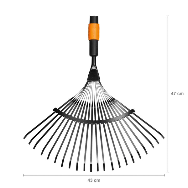 Fiskars QuikFit Leaf Rake, Tool Head, With 20 Tines, Width: 56cm, Steel Tines, Black/Orange, 1000644