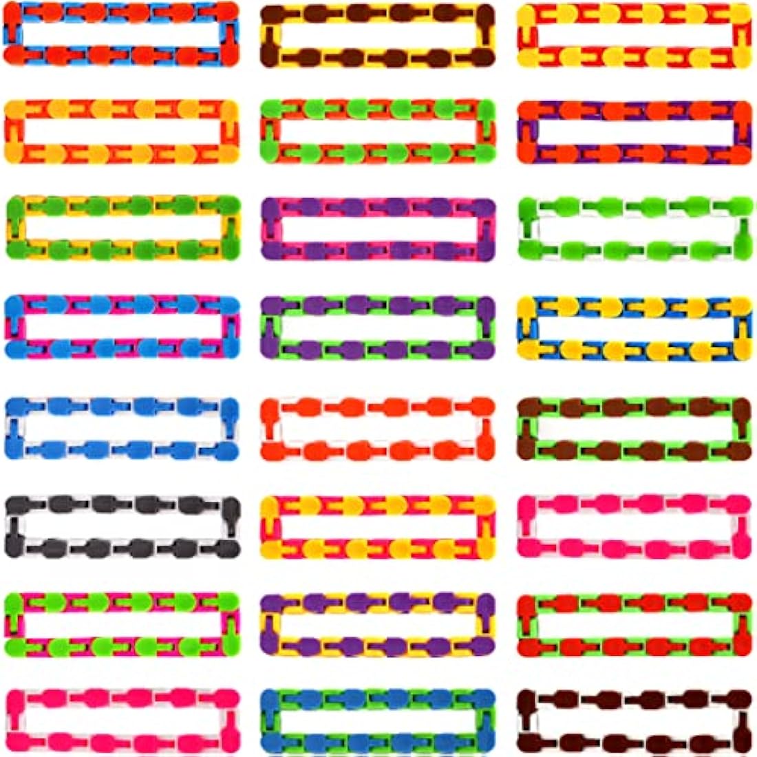 24-Pack 24 Links Wacky Tracks Toys, Puzzle Toy, Snap and Click Toys Snake Fidget Toys Click Sensory Toys for Stress Relief Party Bag Fillers