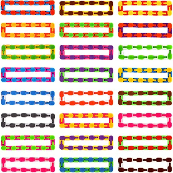 24-Pack 24 Links Wacky Tracks Toys, Puzzle Toy, Snap and Click Toys Snake Fidget Toys Click Sensory Toys for Stress Relief Party Bag Fillers