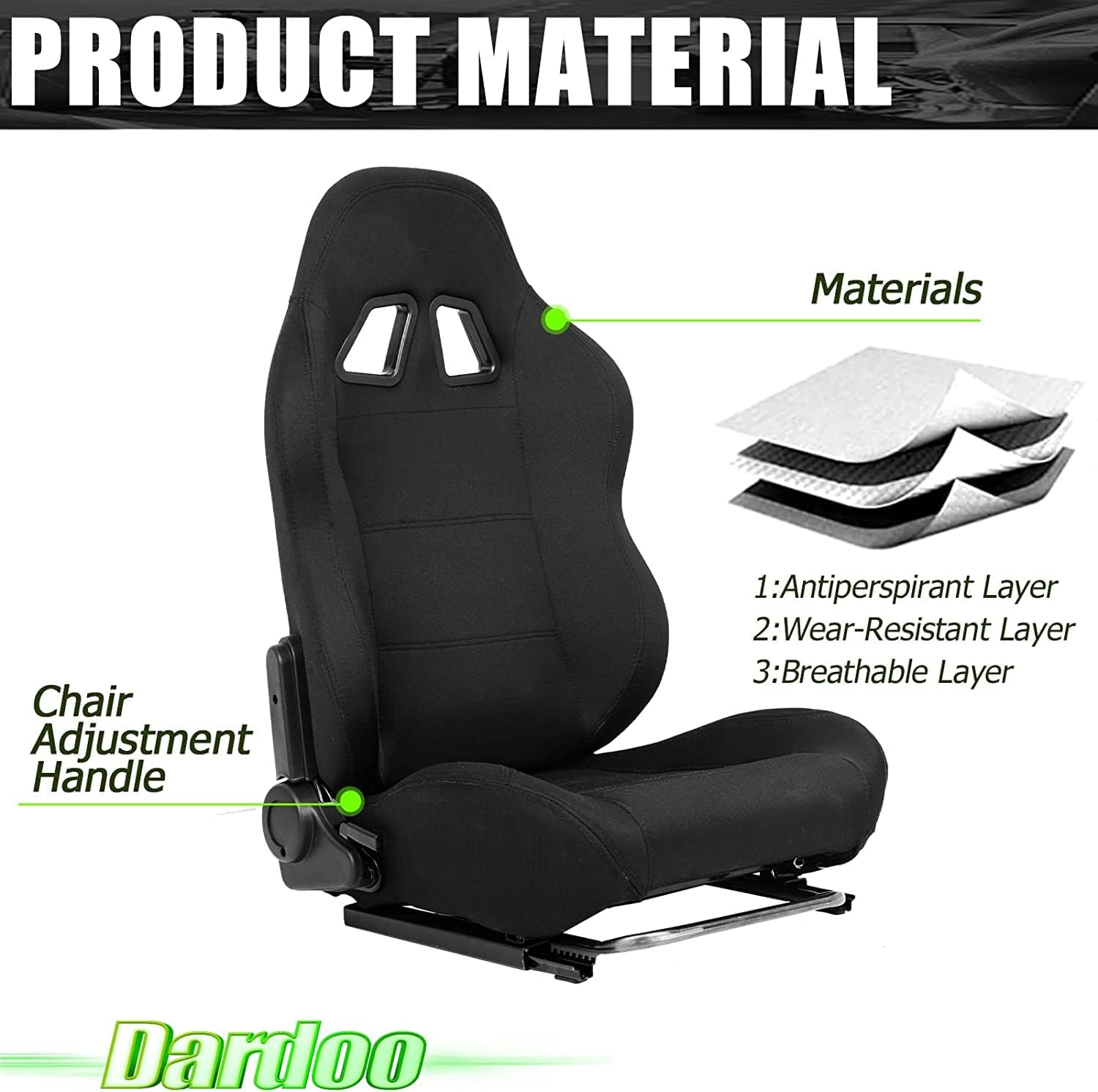 Dardoo Ergonomic Racing Seat with Adjustable Double Slide Simulator Cockpit Racing Gaming Seat Adapt Gaming Simulator Cockpit Racing Wheel Stand Video Game Chairs With Lumbar Support Black