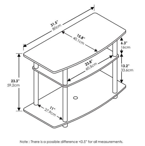 Furinno No Tools 3-Tier Entertainment Center Stand, TV Stands, TV Unit, TV Shelf, Espresso/Black