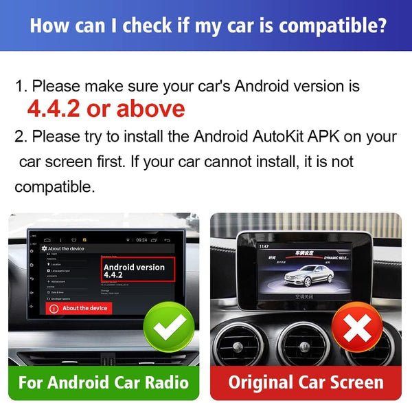 Carlinkit Wired CarPlay/ Android Auto Adapter for Radio Car, Need to install Autokit APK in the Car Radio, Support MirrorScreen/Online Upgrade, Black