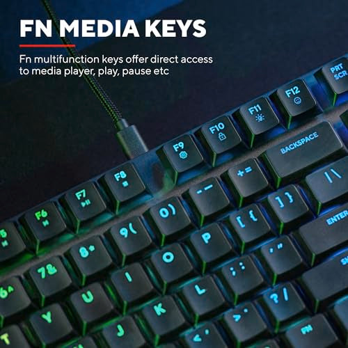 GXTrust 872 Xyra TKL Mechanical Keyboard Gasket Mount UK Layout, Hot Swappable Wired Gaming Creamy Keyboard 80%, RGB Backlit with Software, Custom Soft Feel Pre-lubed 5-pin Leobog Linear 60M Switches