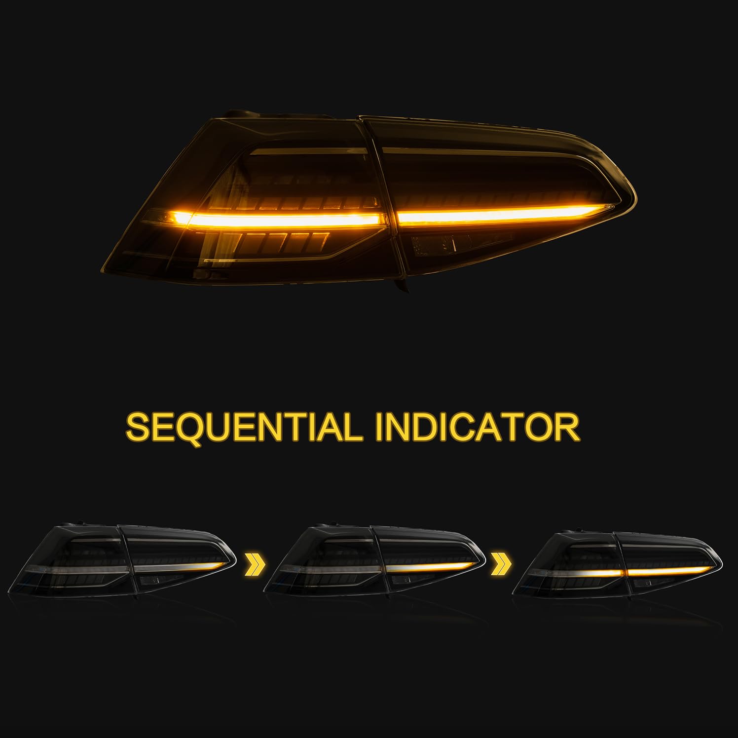 VLAND Headlights Compatible with Golf 7 MK7 TDI TSI 2013-2017, Front Lights with Sequential Indicator, Red Line Headlamps