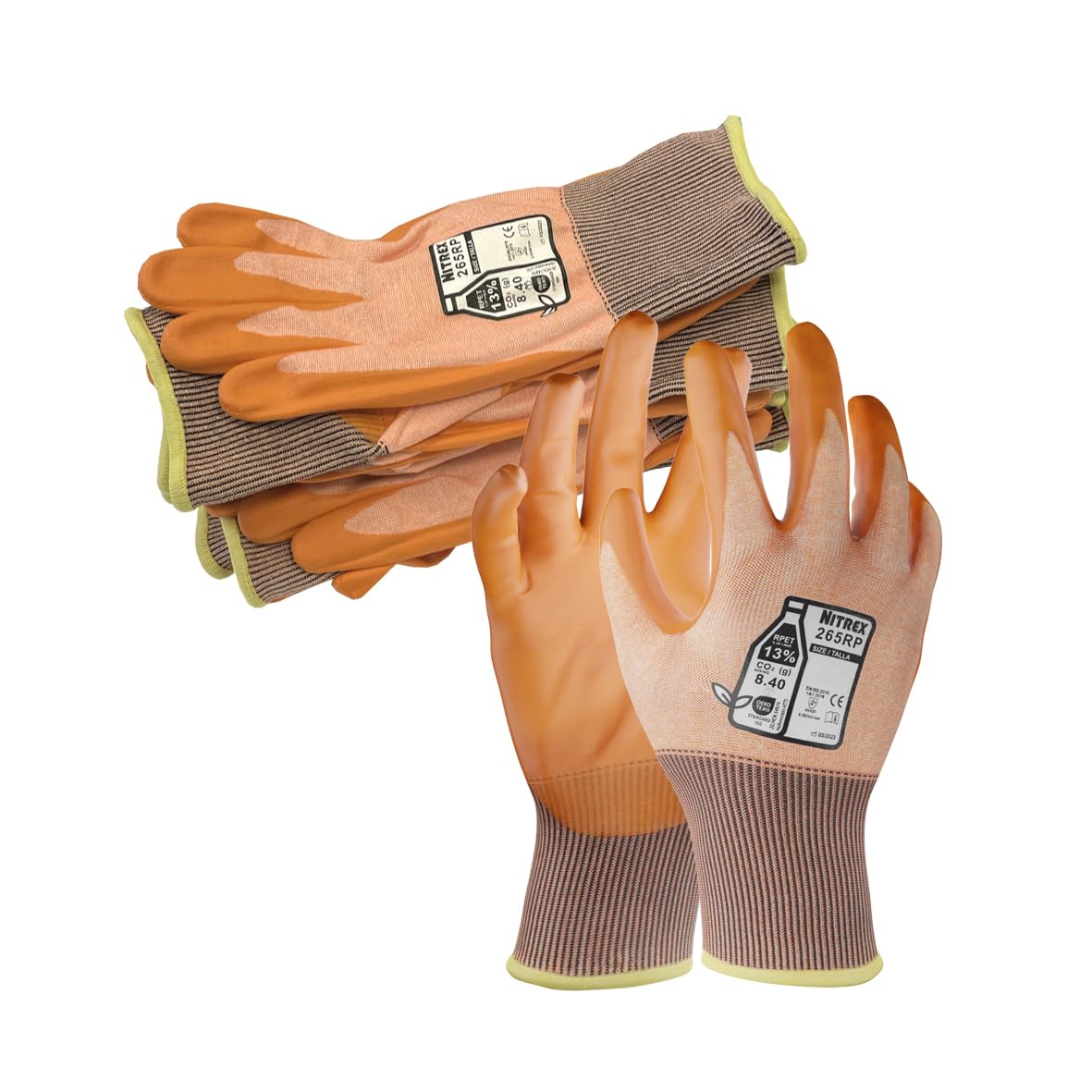 NITREX 265RP Cut Resistant Work and Safety Gloves - 5 Pairs - General Handling Gloves - Foam Nitrile Palm Coated – Oils and Grease Resistant – Mechanical and Industrial Protection - Size 7