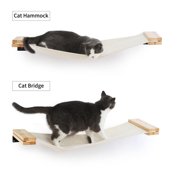 FUKUMARU Cat Wall Furniture, 91 ? 33 cm Cat Hammock for DIY Cat Shelves and Cat Wall, Natural Rubber Wood Material, for Most Kitten, Medium and Large