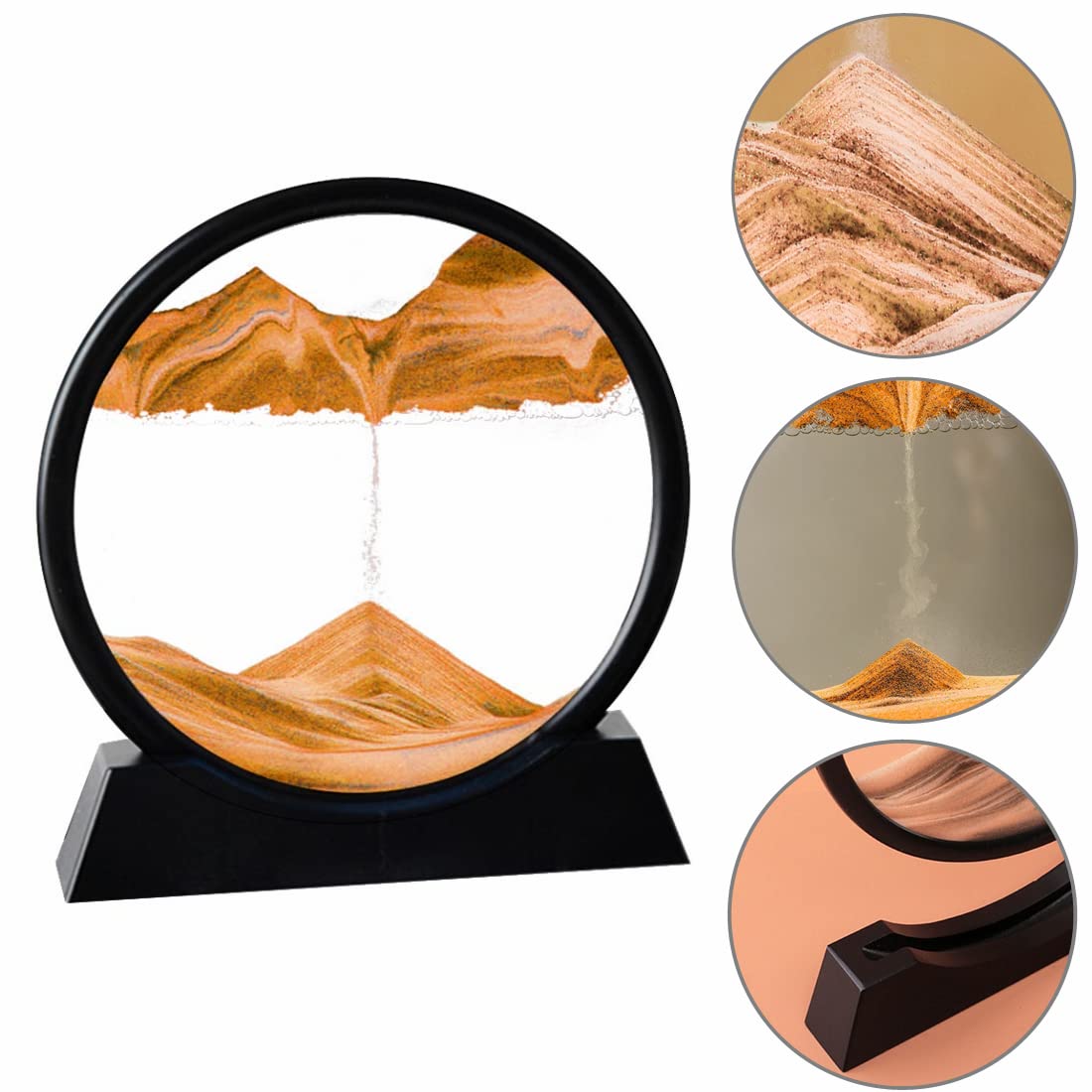 Arthink Moving Sand Art Picture,Liquid Motion 3D Sea Sandscape in Motion Display, Flowing Sand Frame Desktop Art Bookshelves Home Office Decoration(12 inch, Green)