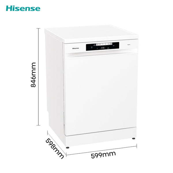 Hisense HS622E90WUK Freestanding Standard Dishwasher 85cm High - E Rated, White, 24 x 23 x 33 inches (L x W x H) [Energy Class E]