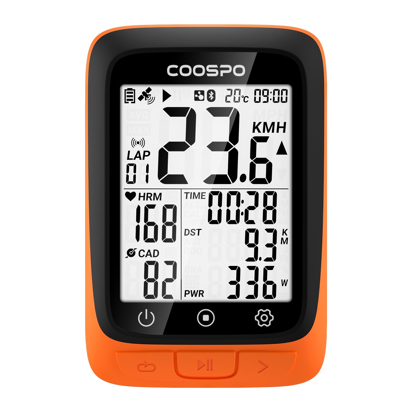 COOSPO ANT+ GPS Wireless Bike Computer with Bluetooth, Multifunction ANT+ GPS Bike Computer with 2.4 Inch LCD Display, Bike Speedometer with Automatic Backlight IP67