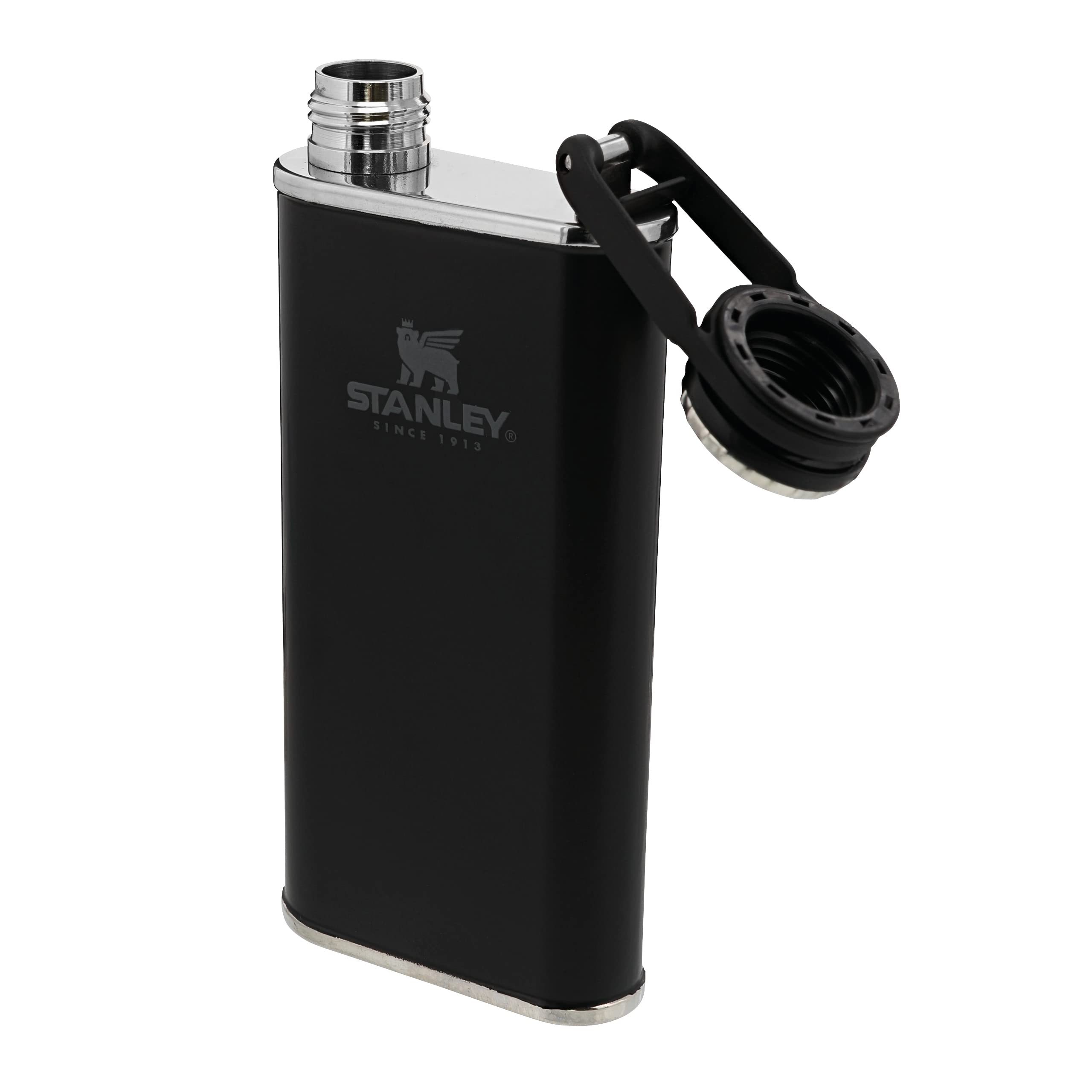 Stanley Classic Wide Mouth Flask 0.23L with Never-Lose Cap - Wide Mouth Stainless Steel Hip Flask for Easy Filling & Pouring - BPA-Free Leakproof Flask Alcohol