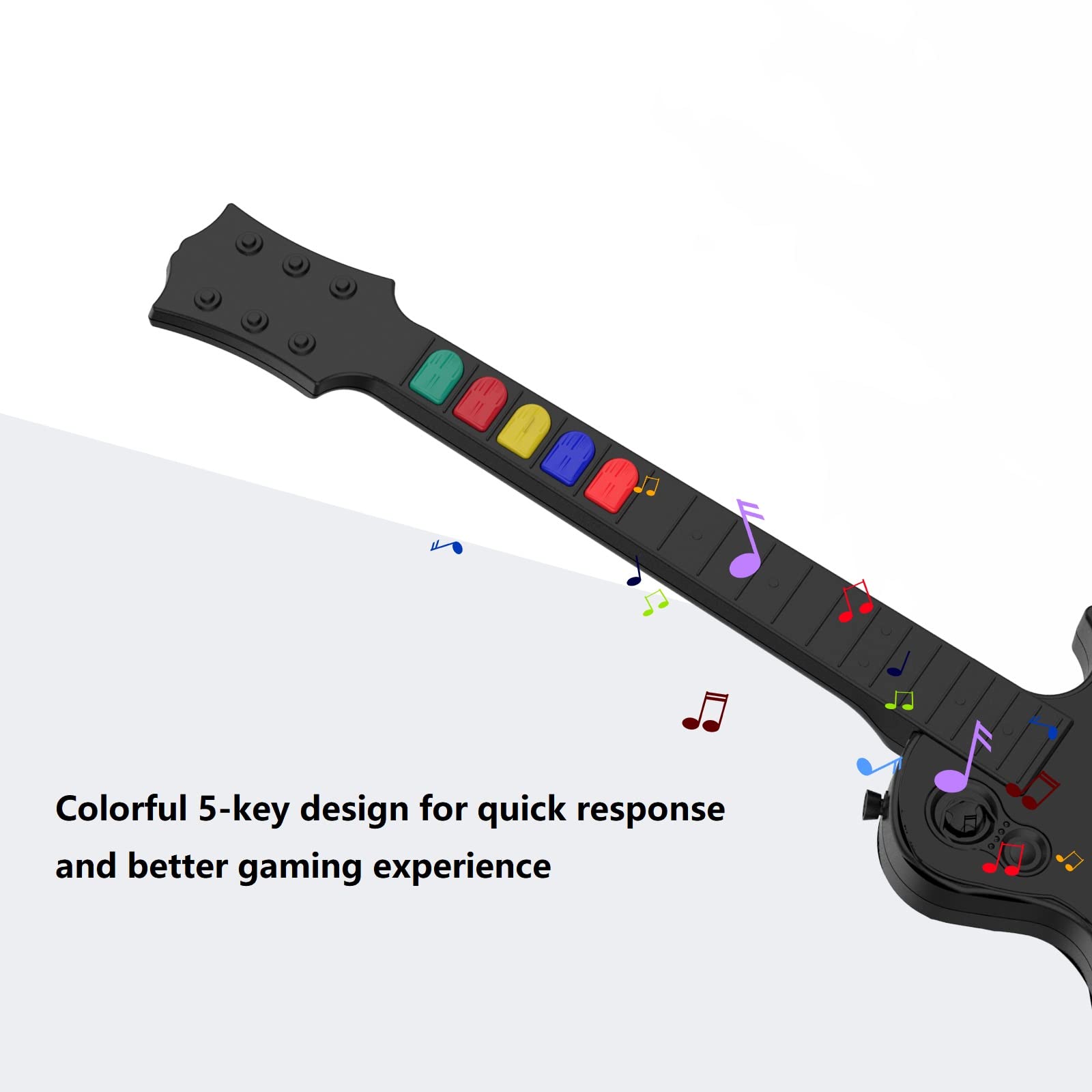 NBCP Wireless Guitar Controller for PC & PS3 - Guitar Hero 3/4/5 & Rock Band 1/2 Games - With Straps & Wireless Dongle, White