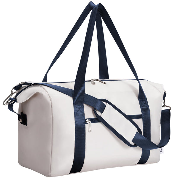 Narwey for Ryanair Cabin Bag 40x20x25 Underseat Ryan Air Bag Foladble Travel Duffel Hospital Carry on Hand Luggage Holdall Weekend Overnight Bag for Women and Men 20L (Beige with Green Straps)