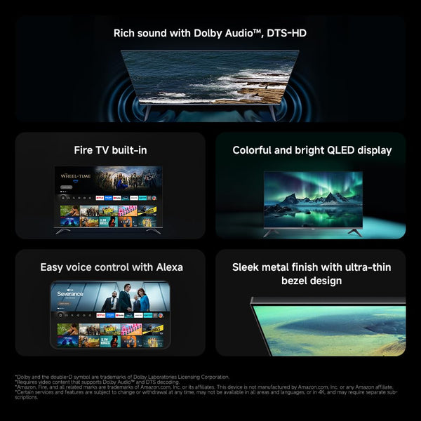 XIAOMI TV F Pro 75, 75 Inches (190 cm), 4K UHD QLED, Smart TV, Fire TV, HDR10+, Game Boost mode 120Hz, MEMC, Alexa Voice Control, 2GB+32GB, Works with Apple AirPlay