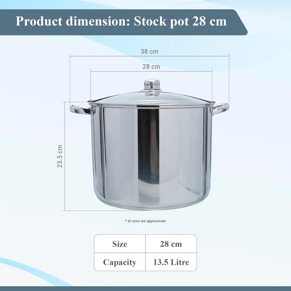 Buckingham Stainless Steel Stock Pot with lid Multipurpose Large Cooking Pot for Soups Stews (11 Litre)