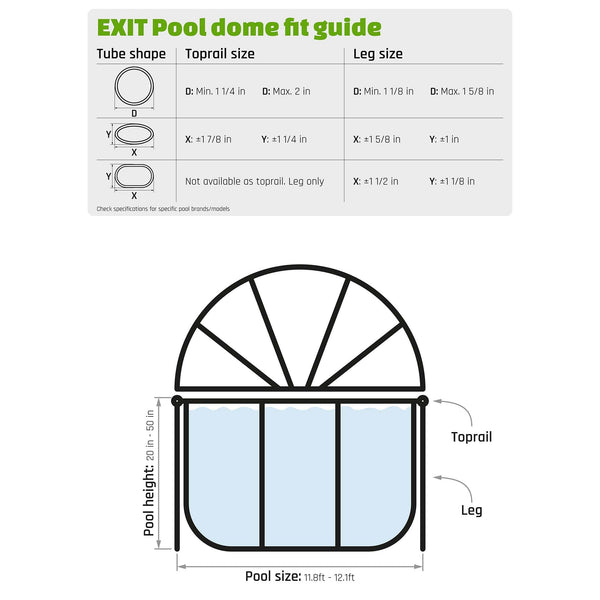 Pool Dome 10 ft - For Intex/Bestway Pools - Keeps Water Warm and Clean - Protects Against Wind and Debris - Excellent Customer Service - Universal Swimming Dome