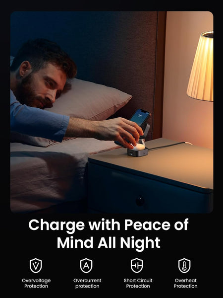 UGREEN MagFlow MagSafe Charger Compatible, 15W Wireless Charger Stand, 2-in-1 Magnetic Charging Station, Compatible with iPhone 16/15/15 Plus/15 Pro/15 Pro Max/14/13/12, AirPods 4/3/2/Pro 2