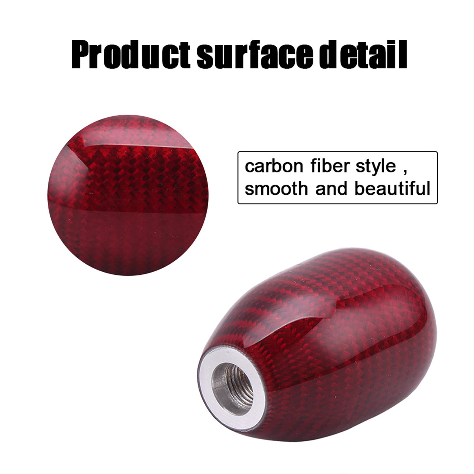 muge racing Carbon Fiber Shift Knob Gear Shifter Knobs with 3 Adapter Most Car Decorations Classic,Red-Long