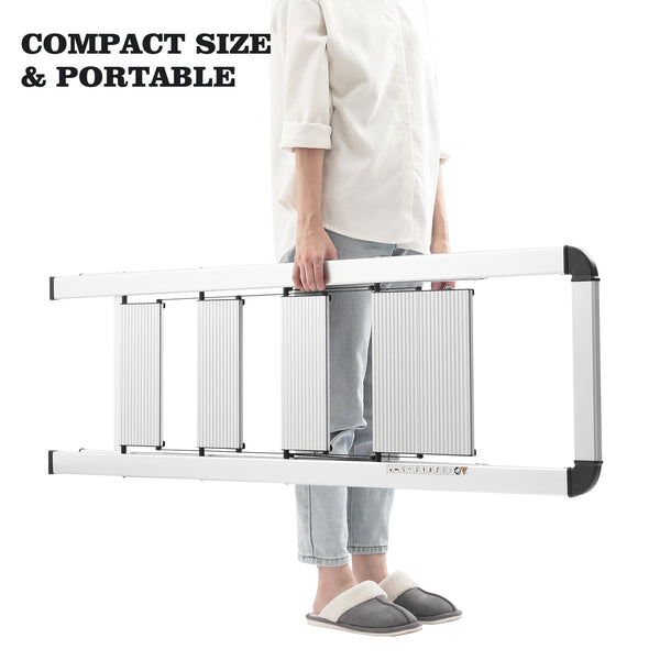 KINGRACK 2 Step Ladder with Handrail, Non-Slip Household Ladder with Folding Safety, Aluminium Folding Step Stool, Maximum Load 150 kg, Black