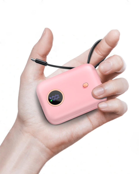 Power Bank Fast Charging 10000 mAh, 22.5W PD QC3.0 High-Speed Portable Charger, PowerBank With Built In Cable USB C, Pocket-Sized Battery Pack for iPhone 16/15, Samsung S23/S24 and More (Jet Black)