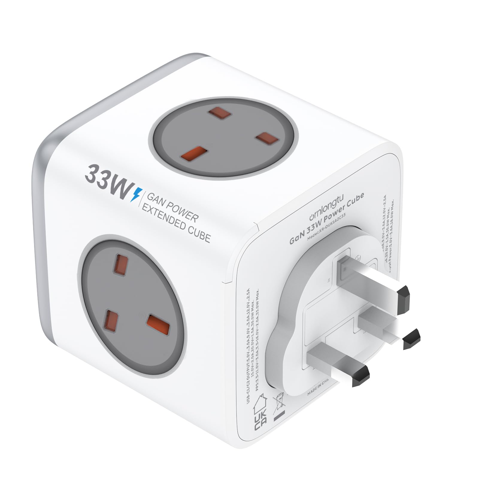 Socket Cube USB C Power Strip with 4 Outlets 3250W and 30W USB C Charging for iPhone 16/15/14, iPad,MacBook, Galaxy, Power Delivery Charging for Game, Dorm Rooms, Home, Office, White