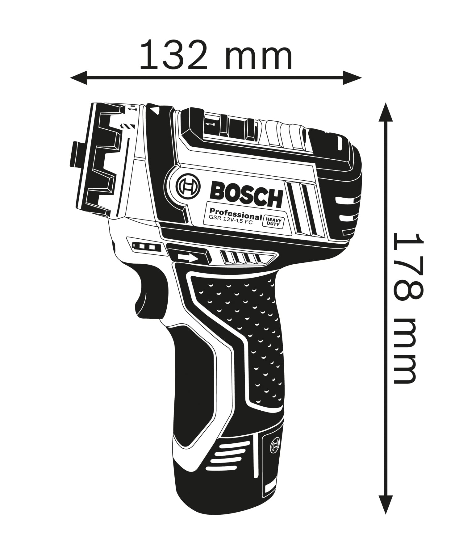 Bosch Professional 12V System Cordless Drill Driver GSR 12V-15 FC (2x battery GBA 12V 2.0Ah, Charger GAL 12V-40, 4x adapter (GFA 12-B, GFA 12-X, GFA 12-W, GFA 12-E, L-BOXX 102)