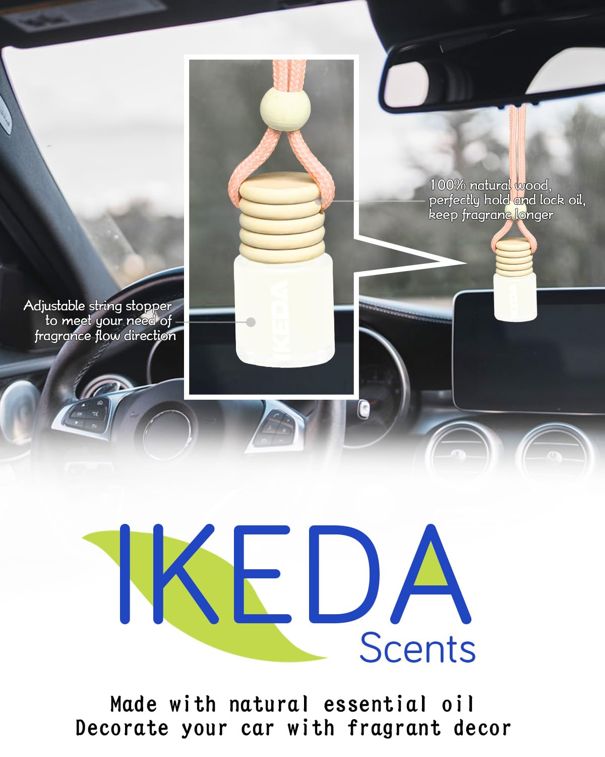 Ikeda scents Ikeda Car Air Fresheners | Automotive Hanging Pendant | Auto Perfume Diffuser with Real Oil | Strong and Long Last Fragrance | Fresh Smell Cover Odours | Car Accessories for Men Women