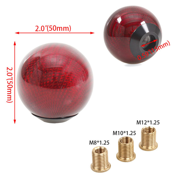 muge racing Carbon Fiber Shift Knob Gear Shifter Knobs with 3 Adapter Most Car Decorations Classic,Red-Long