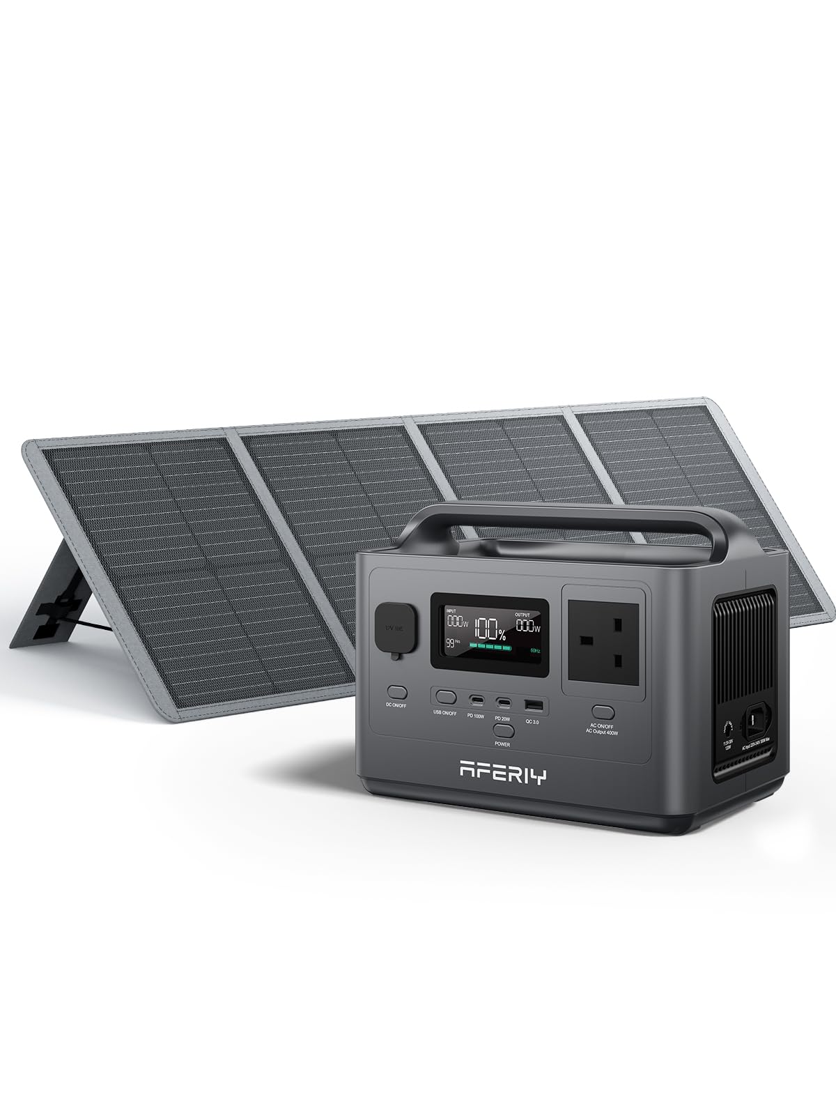 AFERIY 400W Portable Power Station 256Wh LiFePO4 Battery 1.5-hour Fast Charging, 5 Ports, Pure Sine Wave 230V Output, UPS Power Supply for Outdoor Camping and Emergency Backup