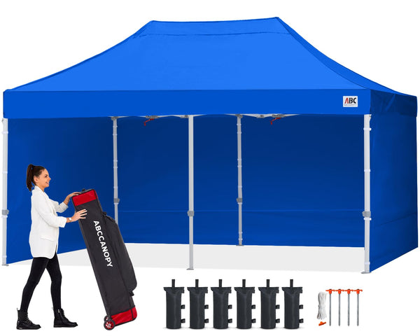 ABCCANOPY 3x6M Pop Up Gazebo Canopy Commercial Tents Market stall with 4 Removable Sidewalls and Roller Bag Bonus 4 Weight Bags (Grey)