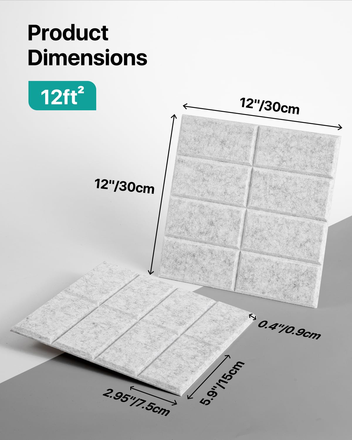 Soundsbay Soundproofing Panels, 12 Pack Acoustic Wall Panels Self-adhesive, 30x30x0.9cm Acoustic Panels for Walls, Ceiling, Home Office