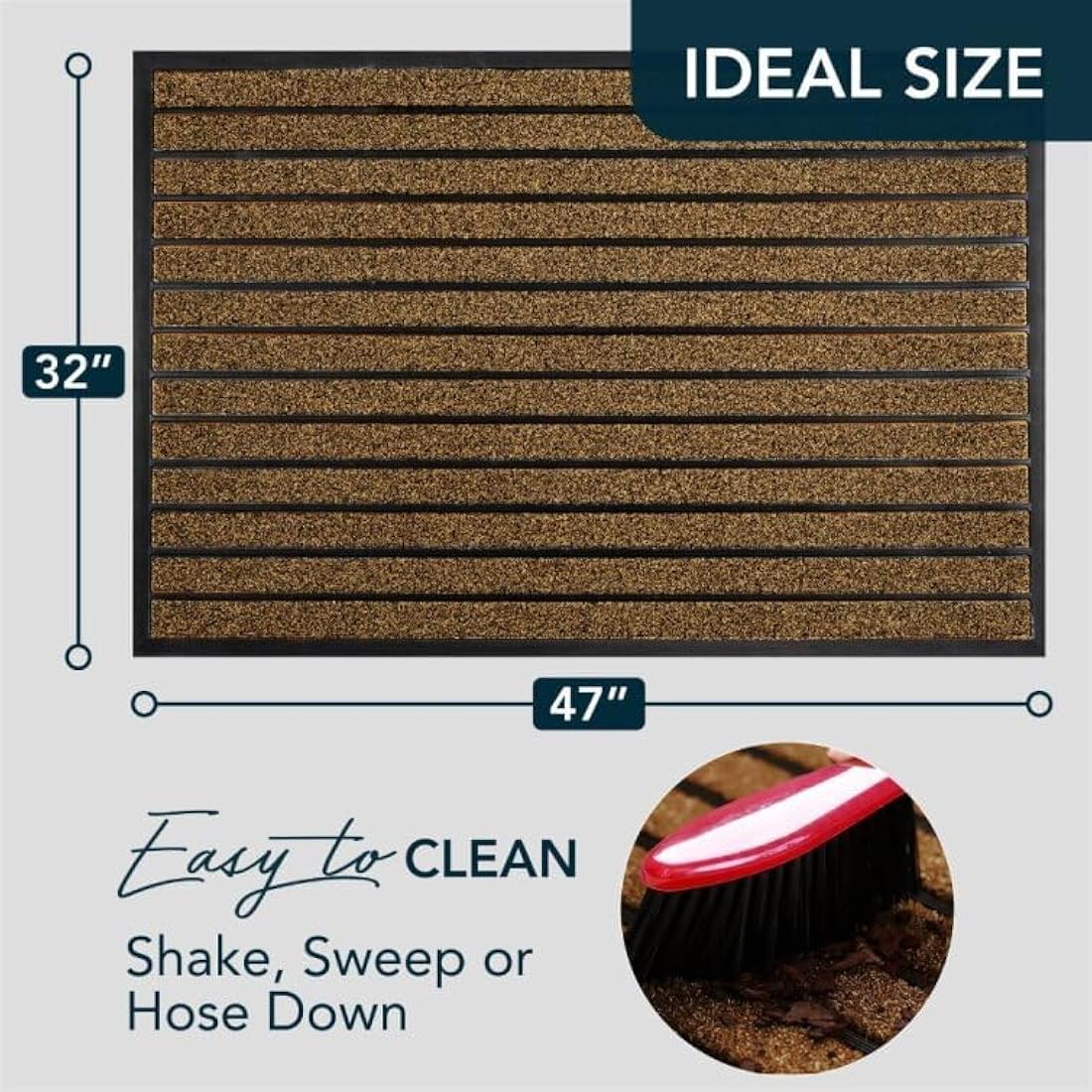 ubdyo Door Mats Indoor - Extra Durable Dirt Trapping Indoor Mats - Non-slip Rubber Rubber Door Mat - Low Profile Welcome Mat - (80 x 120 cm, Bright Brown)